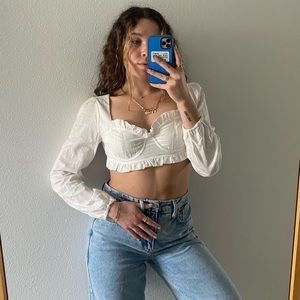 Princess Polly Tops, white corset style long sleeve top